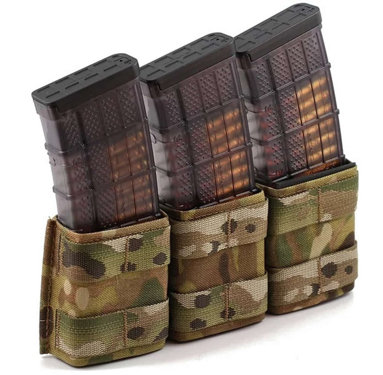 Triple 5.56 Shorty KYWI Pouch holding three magazines with camouflage design.